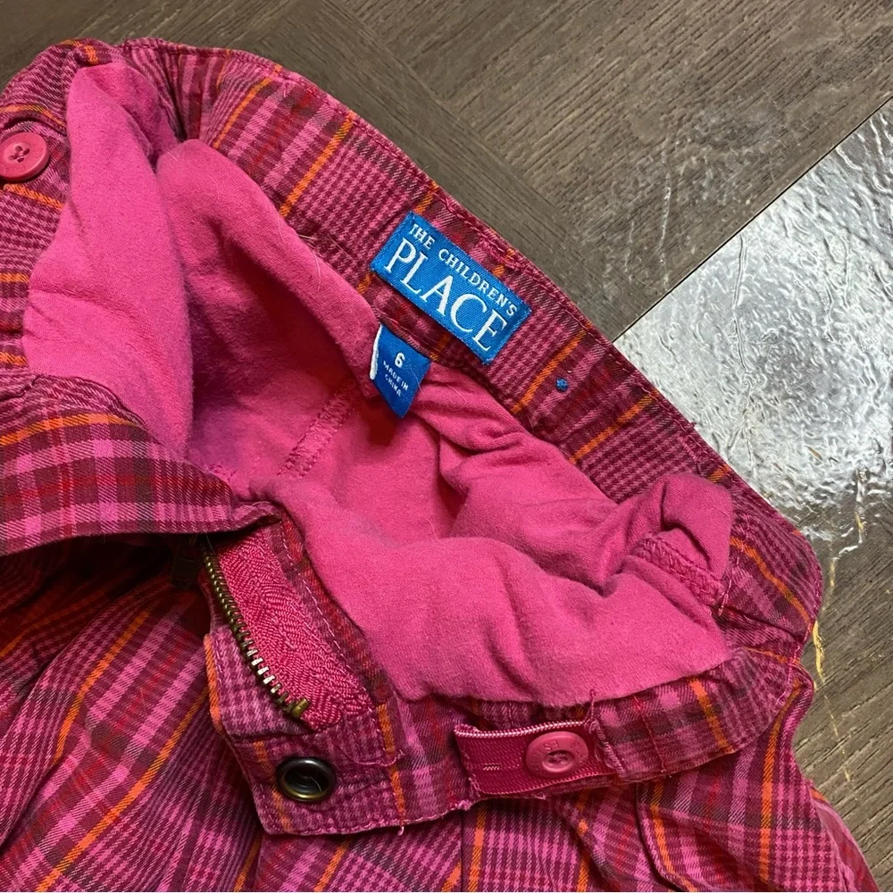 The Children's Place Pink Plaid Pleated Skort Adjustable Waist Girls Size 6